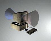 Видеостудия "Спектр". Кадр из видеофильма  «ФОРПОСТ-1 », демонстрирующий принцип работы прибора.